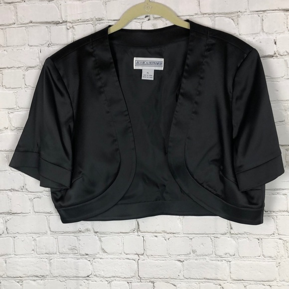 Jessica Howard Jackets & Blazers - Black Satin Shrug Bolero Jacket NWT